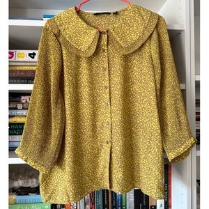 Vero Moda Citrus & Taupe Vine Print Blouse Size XL